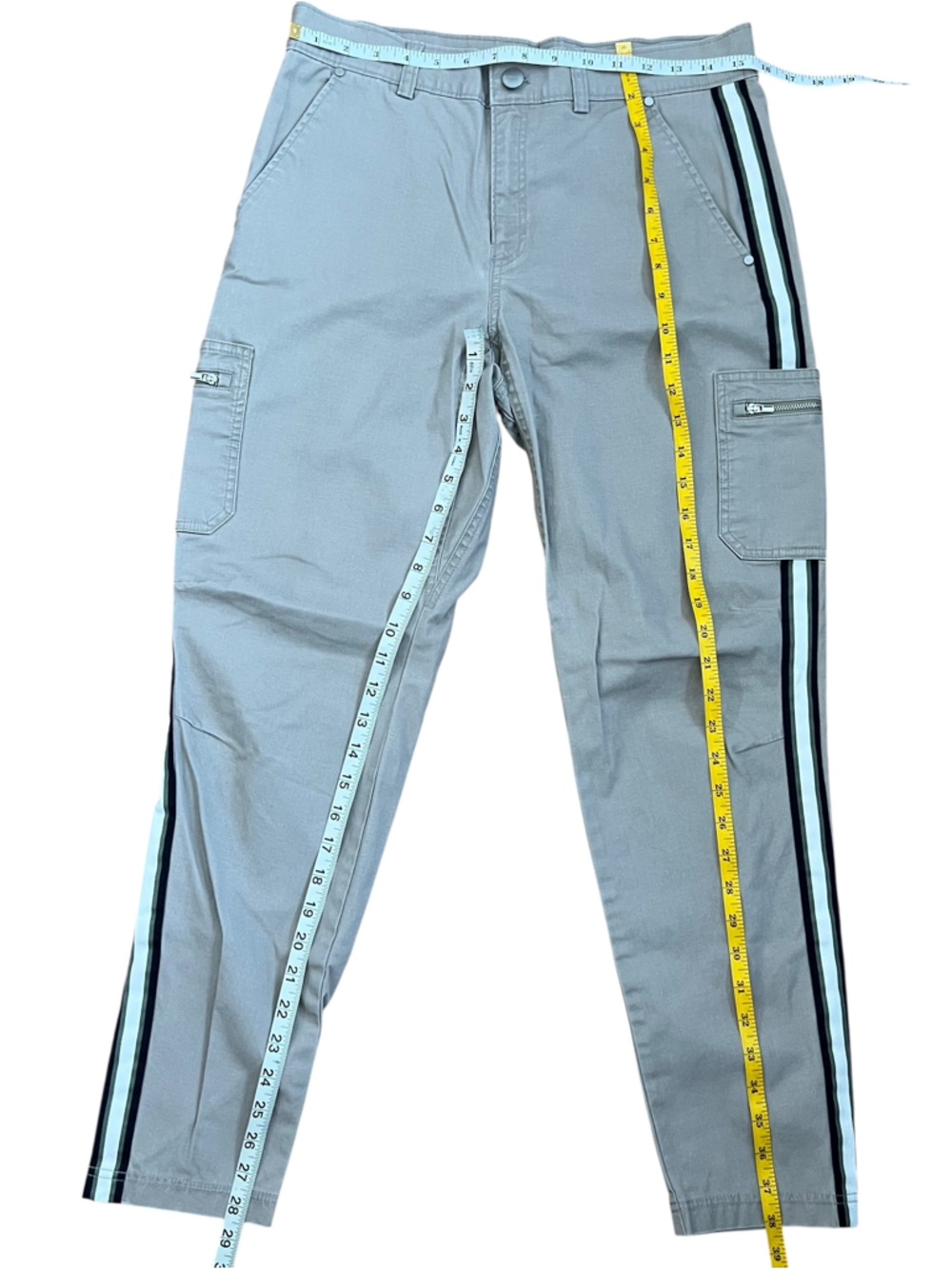 Athleta Summit Cargo Pant Khaki Side Stripe Zip Pocket Size 6 - Picture 4 of 8